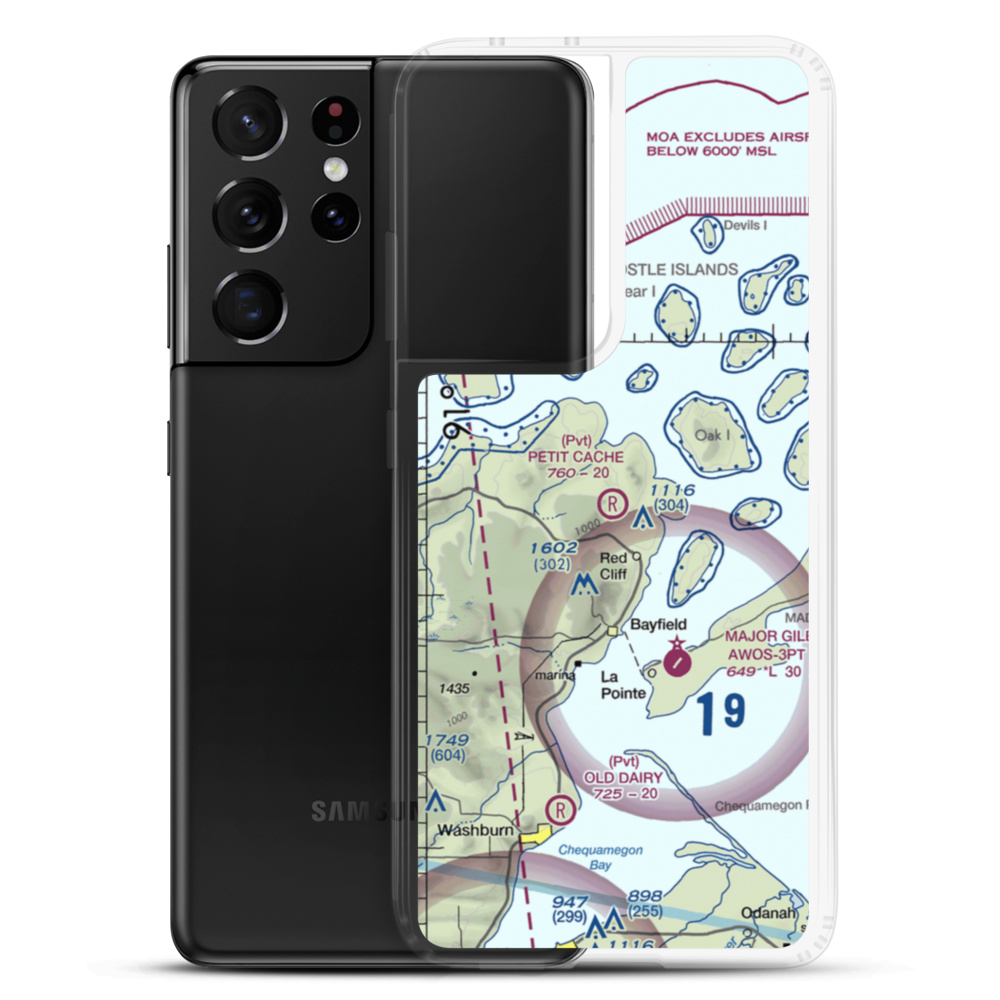 Petit Cache Airport (WS19) VFR Sectional Samsung Case Samsung Galaxy S21 Ultra model shown