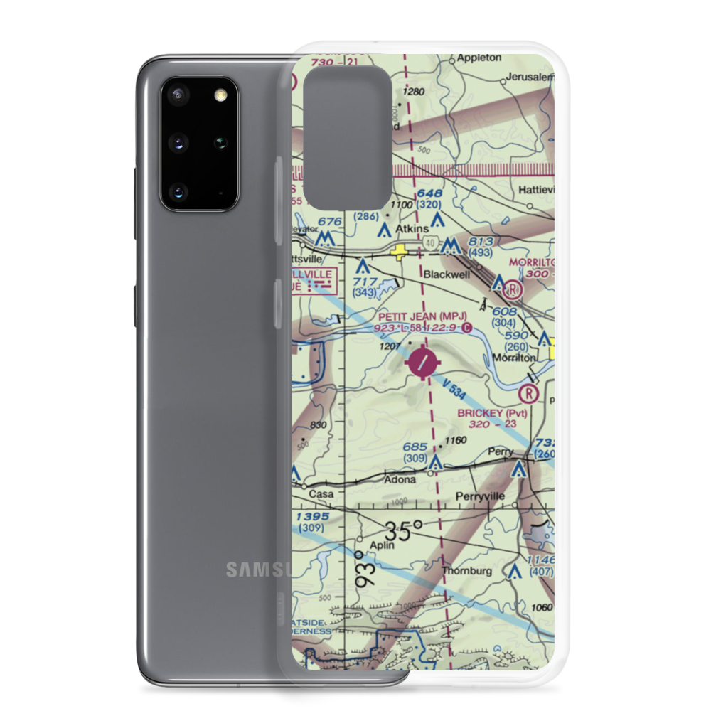 Petit Jean Park Airport (MPJ) VFR Sectional Samsung Case Samsung Galaxy S20 Plus model shown