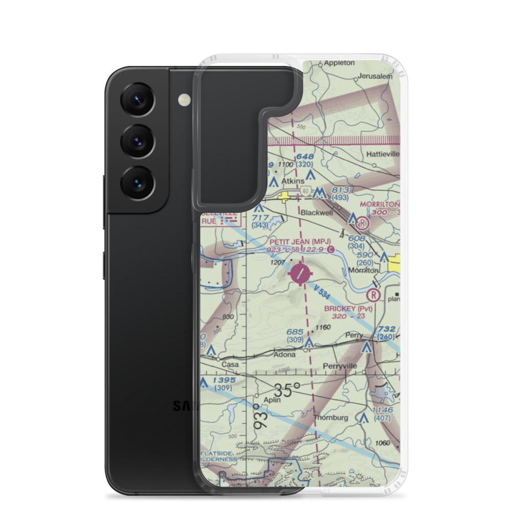Petit Jean Park Airport (MPJ) VFR Sectional Samsung Case Samsung Galaxy S22 model shown