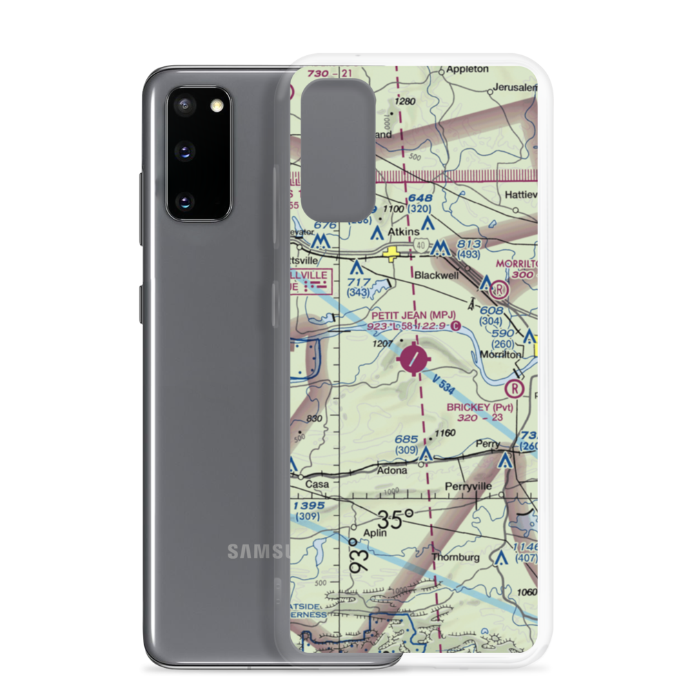 Petit Jean Park Airport (MPJ) VFR Sectional Samsung Case Samsung Galaxy S20 model shown