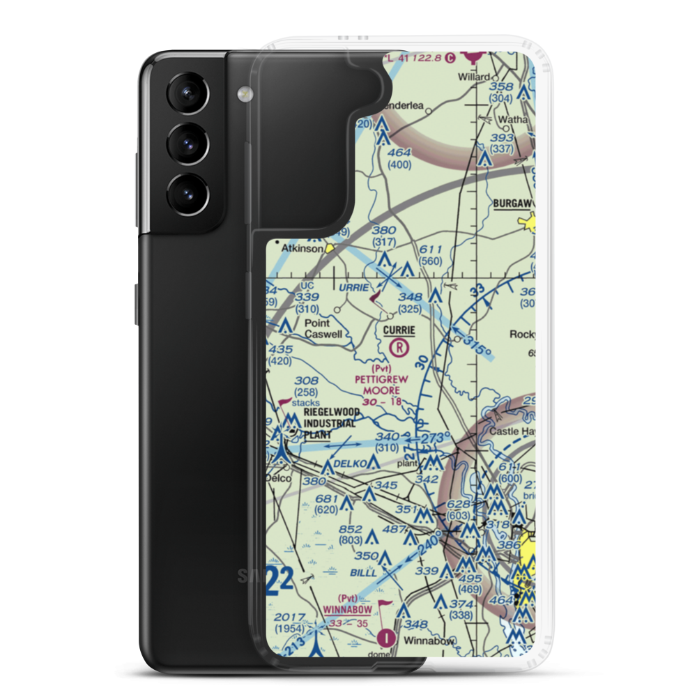 Pettigrew Moore Aerodrome (33NC) VFR Sectional Samsung Case Samsung Galaxy S21 Plus model shown