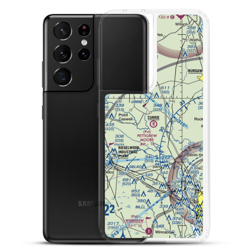 Pettigrew Moore Aerodrome (33NC) VFR Sectional Samsung Case Samsung Galaxy S21 Ultra model shown