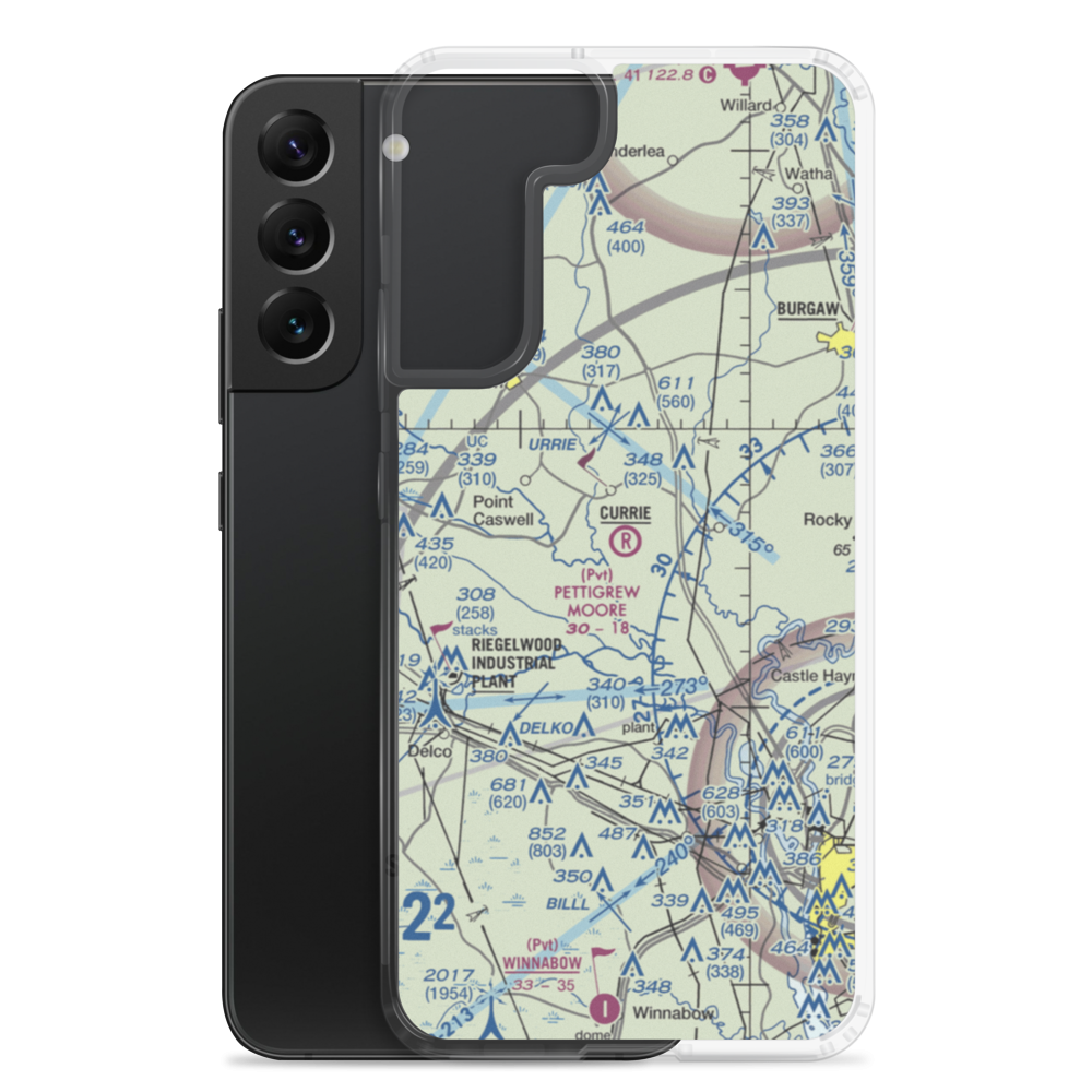 Pettigrew Moore Aerodrome (33NC) VFR Sectional Samsung Case Samsung Galaxy S22 Plus model shown