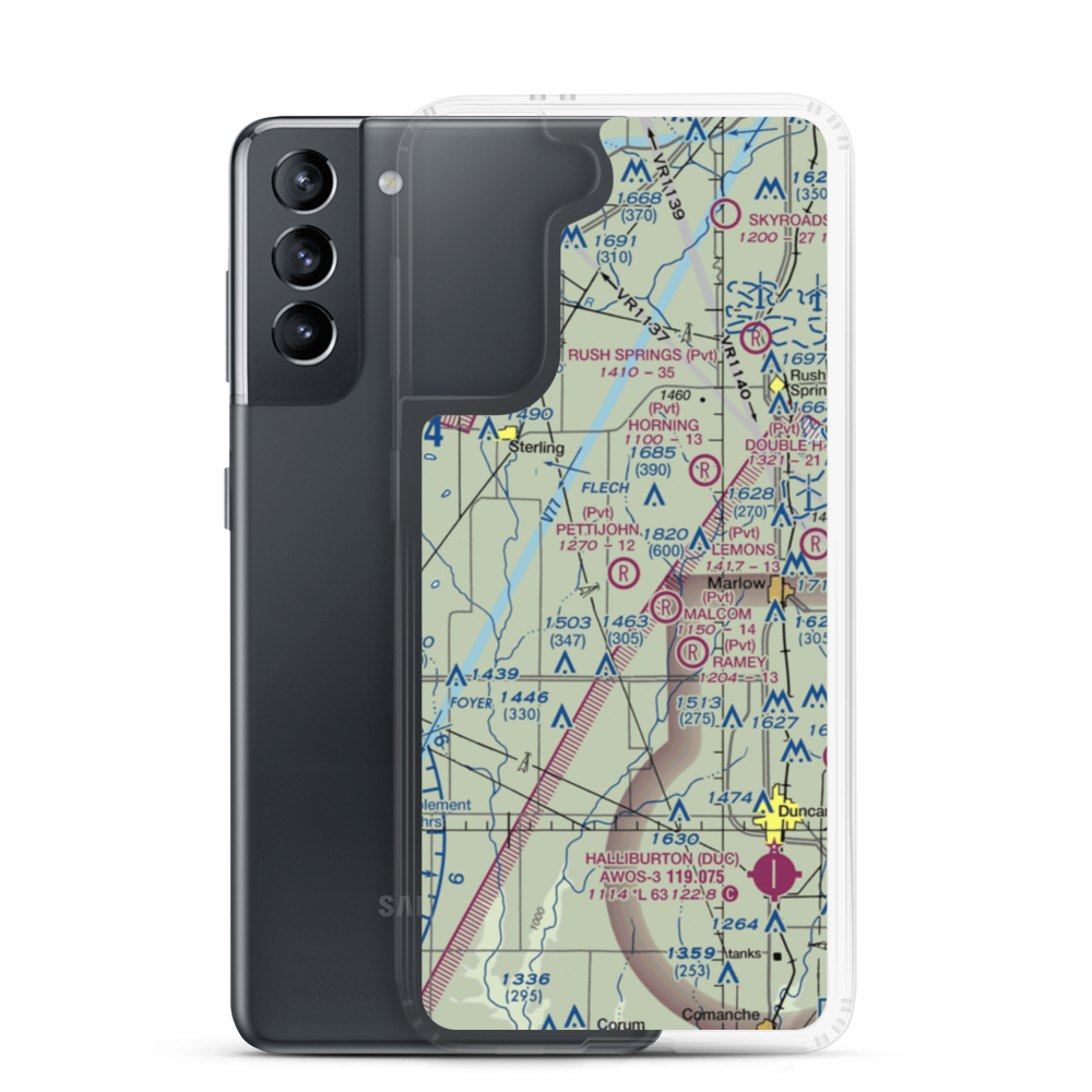 Pettijohn Acres Landing (84OK) VFR Sectional Samsung Case Samsung Galaxy S21 model shown