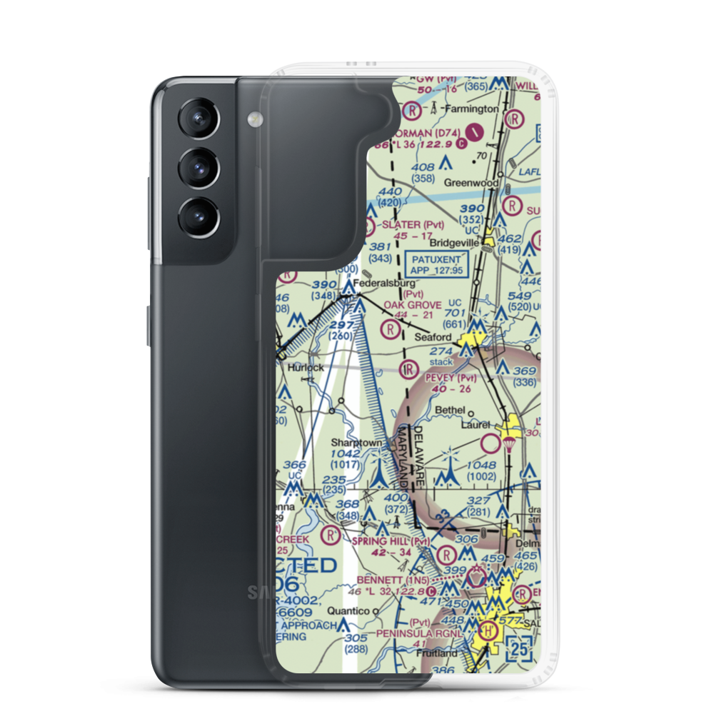 Pevey Airport (DE15) VFR Sectional Samsung Case Samsung Galaxy S21 model shown