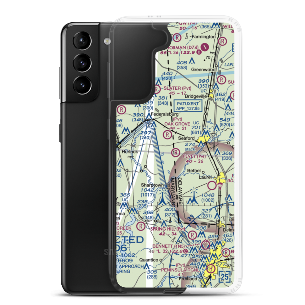 Pevey Airport (DE15) VFR Sectional Samsung Case Samsung Galaxy S21 Plus model shown