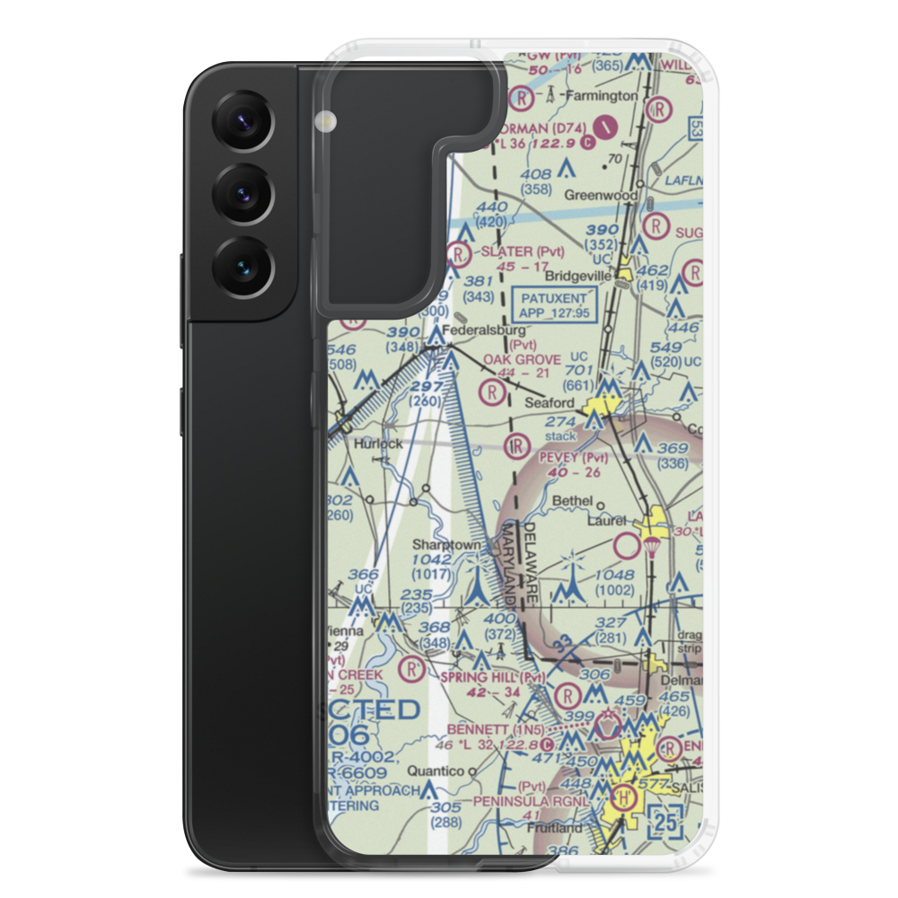 Pevey Airport (DE15) VFR Sectional Samsung Case Samsung Galaxy S22 Plus model shown