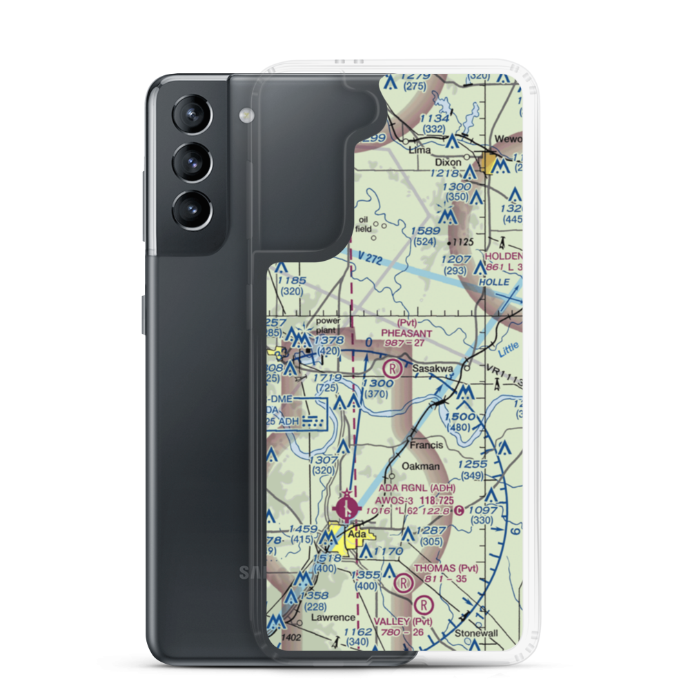 Pheasant Wings Airport (26OK) VFR Sectional Samsung Case Samsung Galaxy S21 model shown