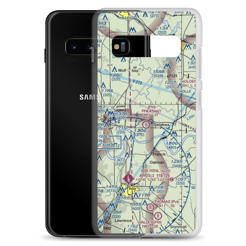 Pheasant Wings Airport (26OK) VFR Sectional Samsung Case Samsung Galaxy S10+ model shown