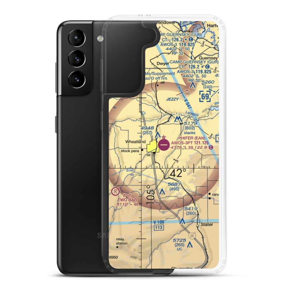Phifer Airfield (EAN) VFR Sectional Samsung Case Samsung Galaxy S21 Plus model shown