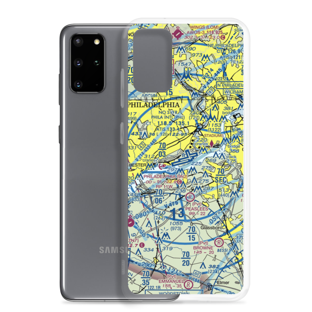 Philadelphia International Airport (PHL) VFR Sectional Samsung Case Samsung Galaxy S20 Plus model shown