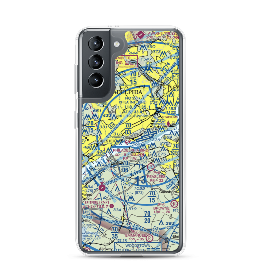 Philadelphia Seaplane Base (9N2) VFR Sectional Samsung Case Samsung Galaxy S21 model shown