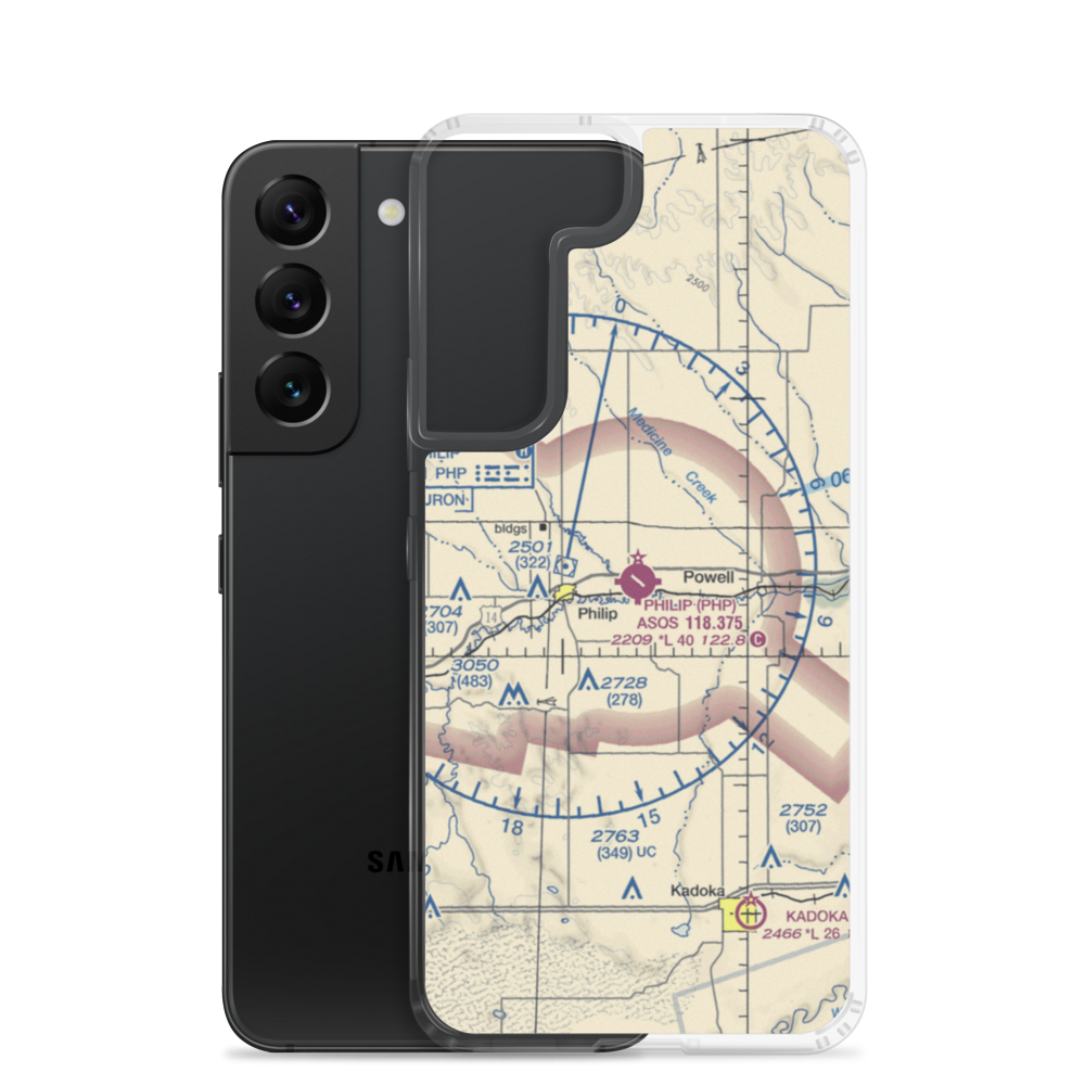 Philip Airport (PHP) VFR Sectional Samsung Case Samsung Galaxy S22 model shown