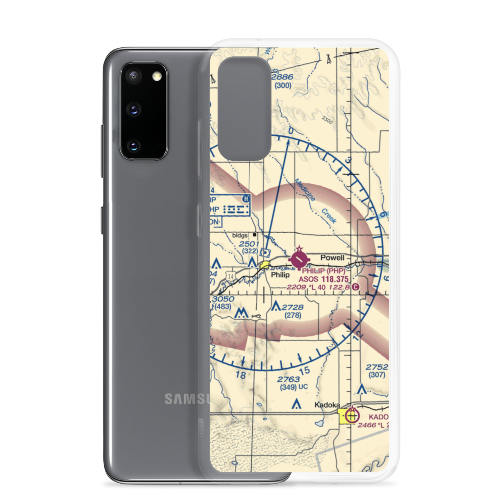 Philip Airport (PHP) VFR Sectional Samsung Case Samsung Galaxy S20 model shown