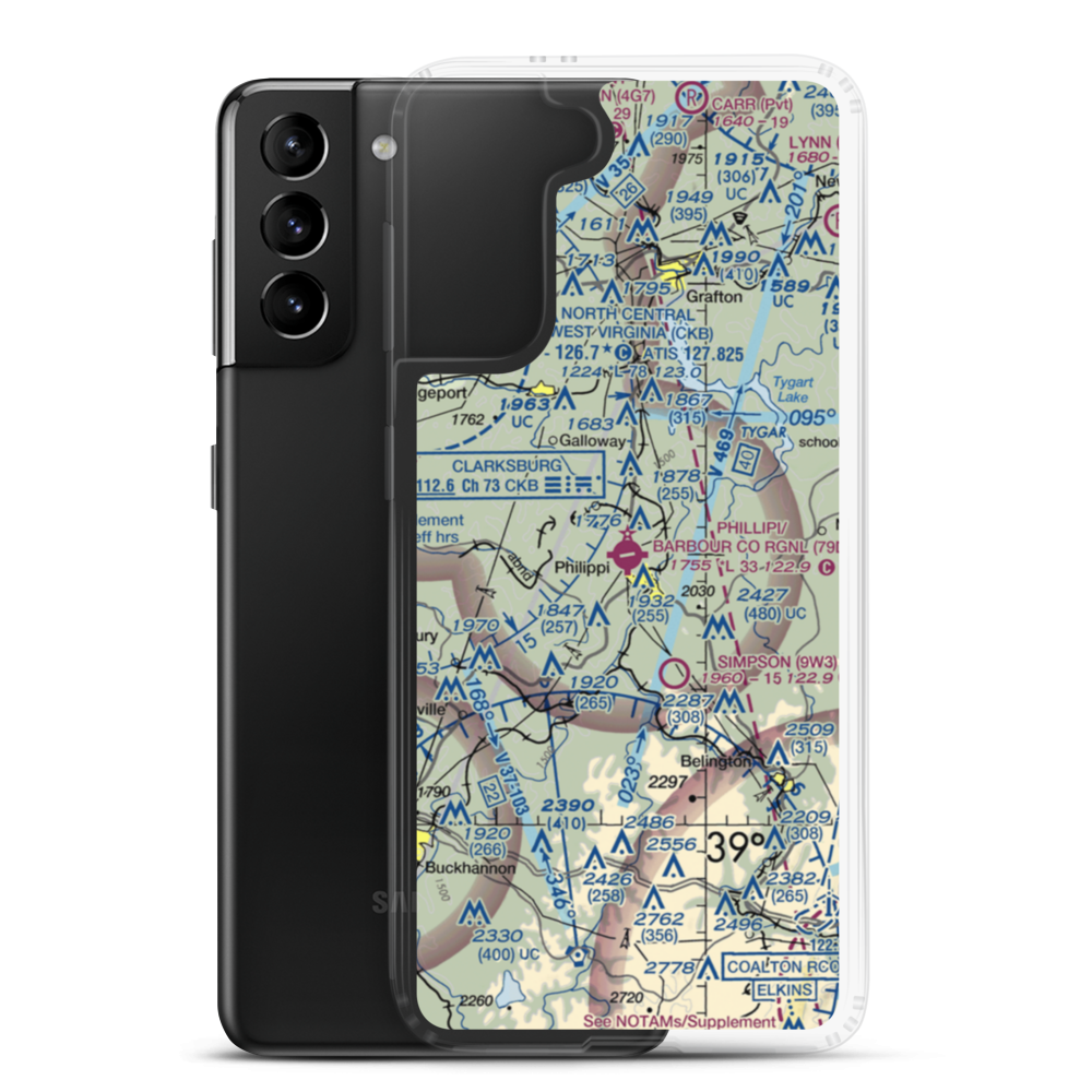 Philippi Barbour County Regional Airport (79D) VFR Sectional Samsung Case Samsung Galaxy S21 Plus model shown
