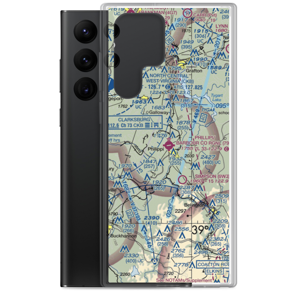 Philippi Barbour County Regional Airport (79D) VFR Sectional Samsung Case Samsung Galaxy S22 Ultra model shown
