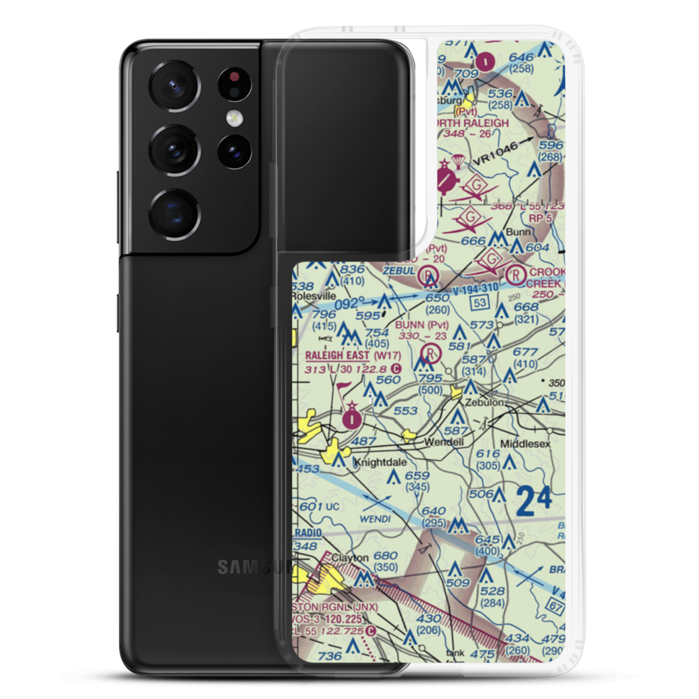 Phillip R Bunn Airport (51NC) VFR Sectional Samsung Case Samsung Galaxy S21 Ultra model shown