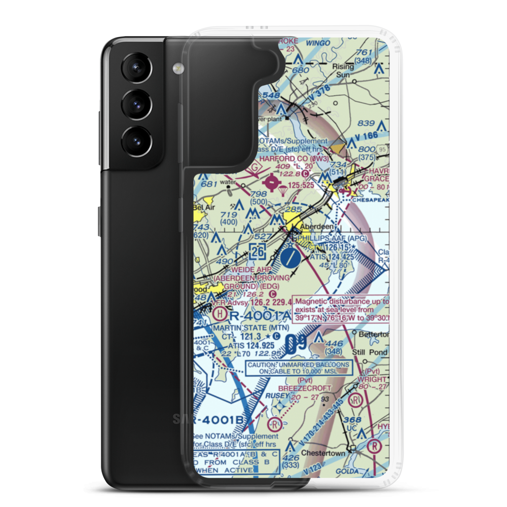 Phillips Army Air Field (APG) VFR Sectional Samsung Case Samsung Galaxy S21 Plus model shown