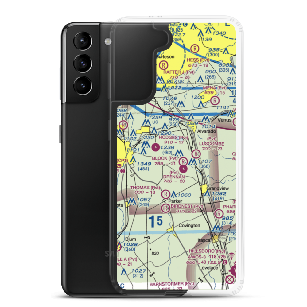 Phillips Farm Airport (TA01) VFR Sectional Samsung Case Samsung Galaxy S21 Plus model shown