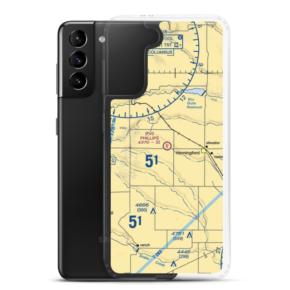 Phillips Private Airport (3NE2) VFR Sectional Samsung Case Samsung Galaxy S21 Plus model shown