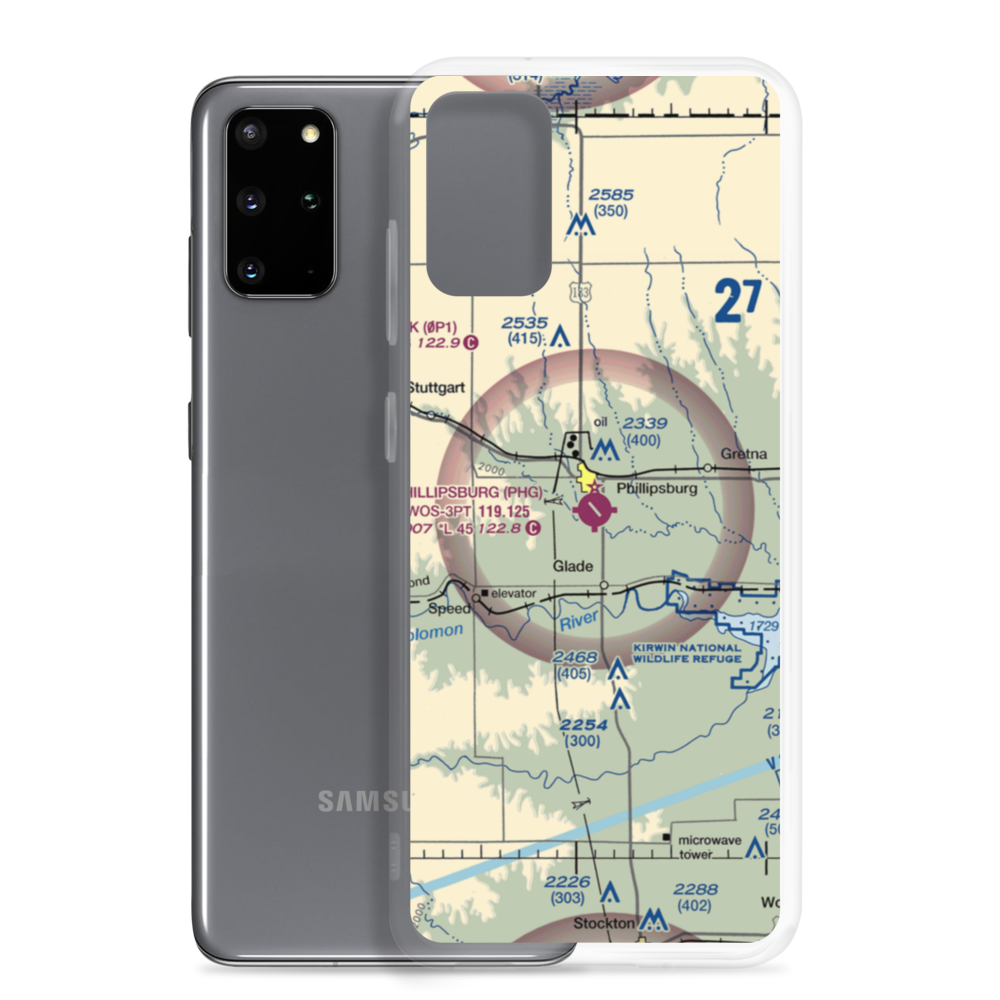 Phillipsburg Municipal Airport (PHG) VFR Sectional Samsung Case Samsung Galaxy S20 Plus model shown