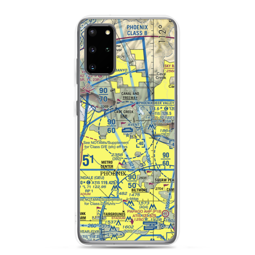 Phoenix Deer Valley Airport (DVT) VFR Sectional Samsung Case Samsung Galaxy S20 Plus model shown