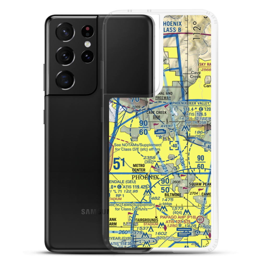 Phoenix Deer Valley Airport (DVT) VFR Sectional Samsung Case Samsung Galaxy S21 Ultra model shown