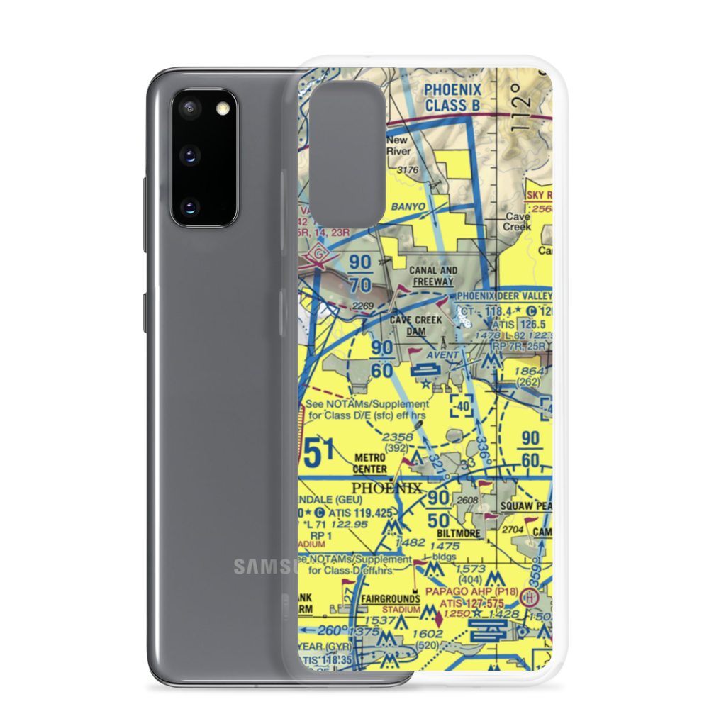 Phoenix Deer Valley Airport (DVT) VFR Sectional Samsung Case Samsung Galaxy S20 model shown
