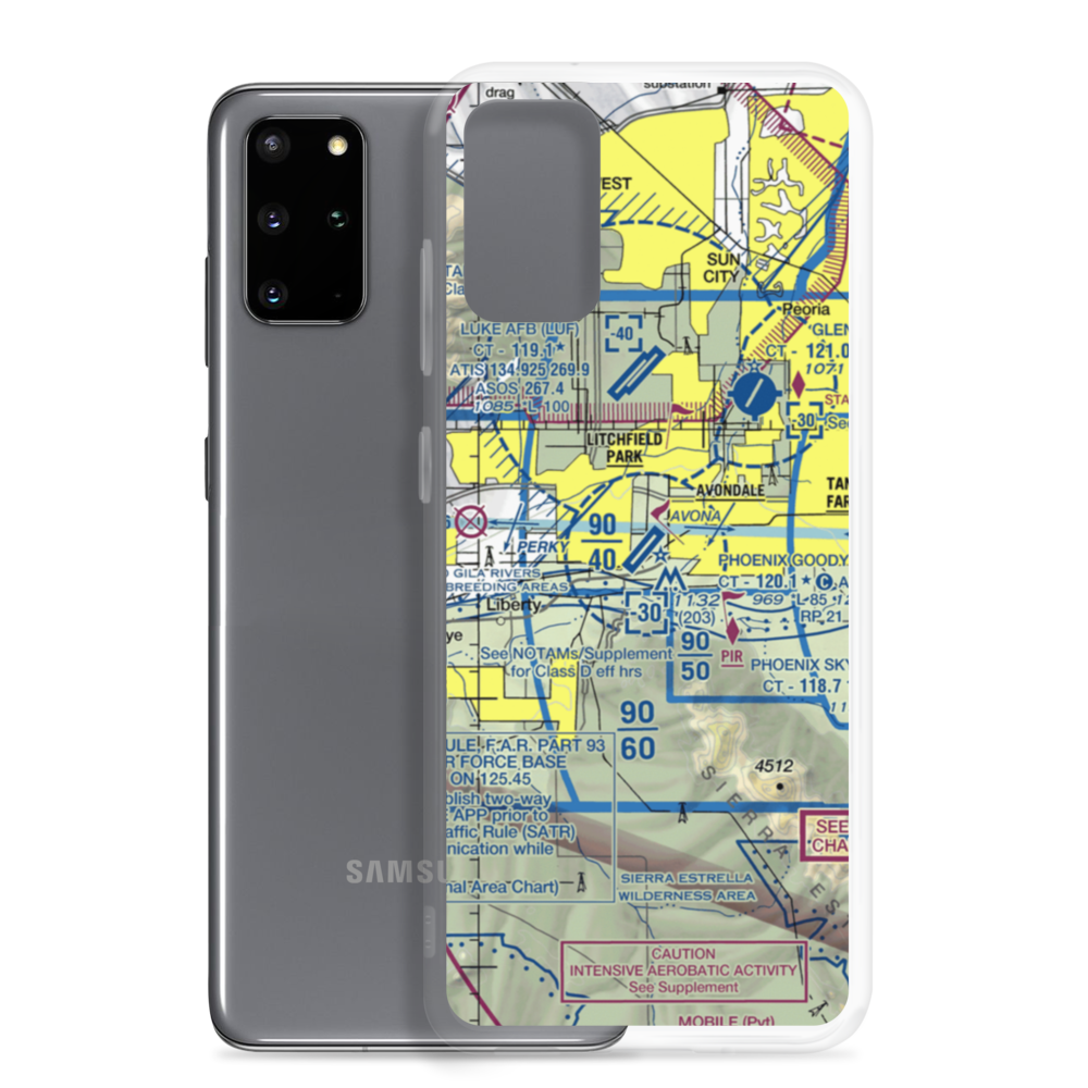 Phoenix Goodyear Airport (GYR) VFR Sectional Samsung Case Samsung Galaxy S20 Plus model shown