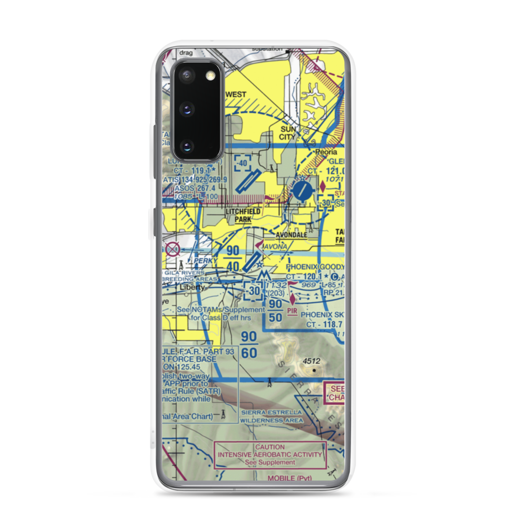 Phoenix Goodyear Airport (GYR) VFR Sectional Samsung Case Samsung Galaxy S20 model shown