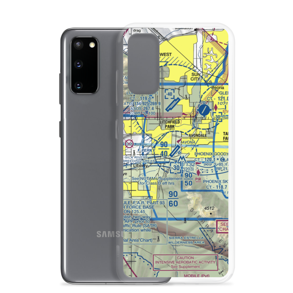 Phoenix Goodyear Airport (GYR) VFR Sectional Samsung Case Samsung Galaxy S20 model shown