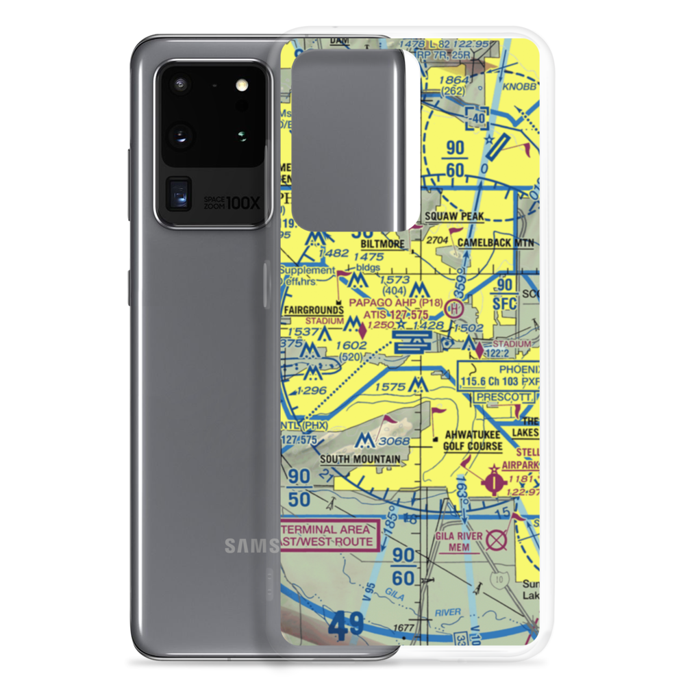 Phoenix Sky Harbor International Airport (PHX) VFR Sectional Samsung Case Samsung Galaxy S20 Ultra model shown