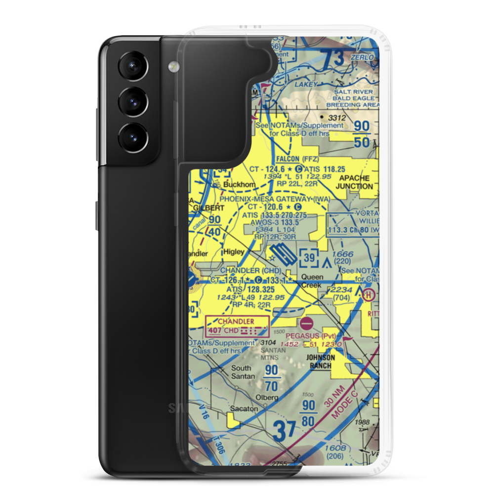 Phoenix-Mesa-Gateway Airport (IWA) VFR Sectional Samsung Case Samsung Galaxy S21 Plus model shown