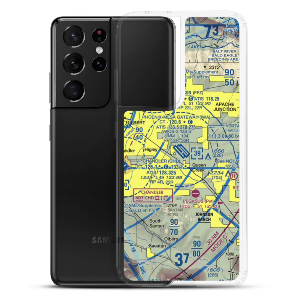 Phoenix-Mesa-Gateway Airport (IWA) VFR Sectional Samsung Case Samsung Galaxy S21 Ultra model shown