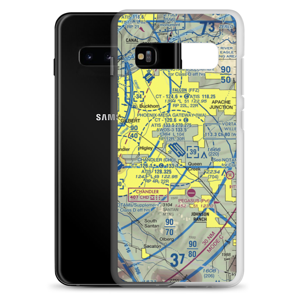 Phoenix-Mesa-Gateway Airport (IWA) VFR Sectional Samsung Case Samsung Galaxy S10+ model shown