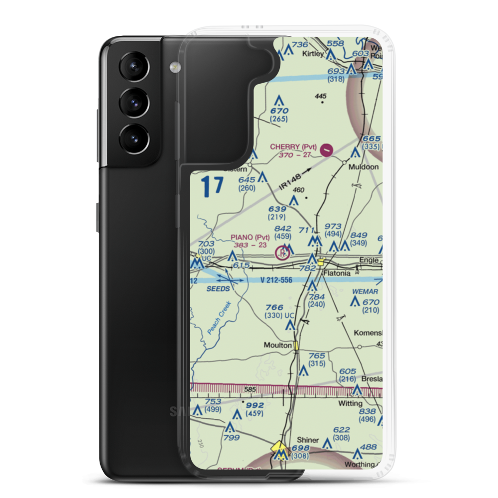 Piano Ranch Airport (2TE5) VFR Sectional Samsung Case Samsung Galaxy S21 Plus model shown