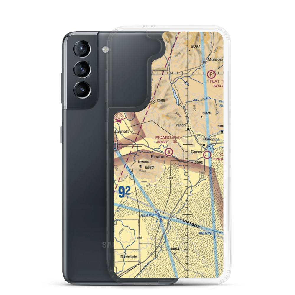 Picabo Airport (ID82) VFR Sectional Samsung Case Samsung Galaxy S21 model shown