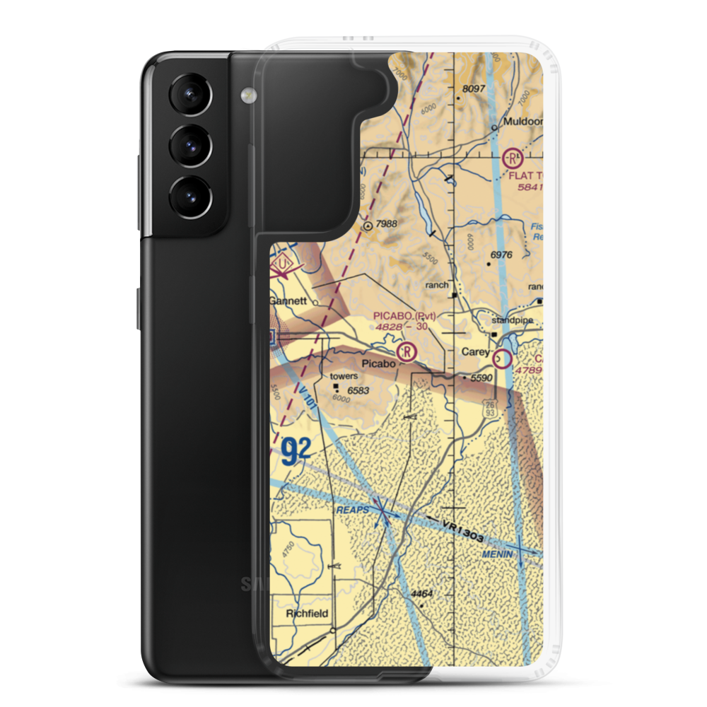 Picabo Airport (ID82) VFR Sectional Samsung Case Samsung Galaxy S21 Plus model shown