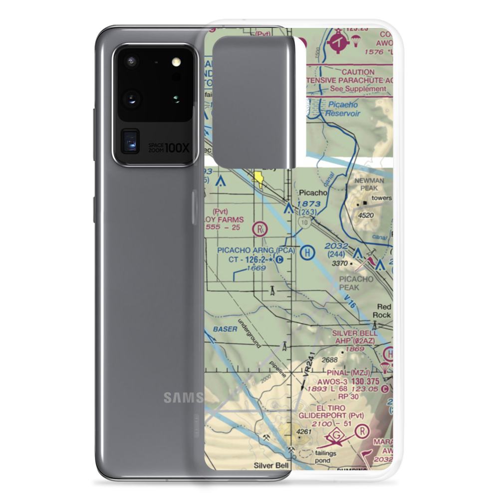 Picacho Stagefield Heliport (PCA) VFR Sectional Samsung Case Samsung Galaxy S20 Ultra model shown