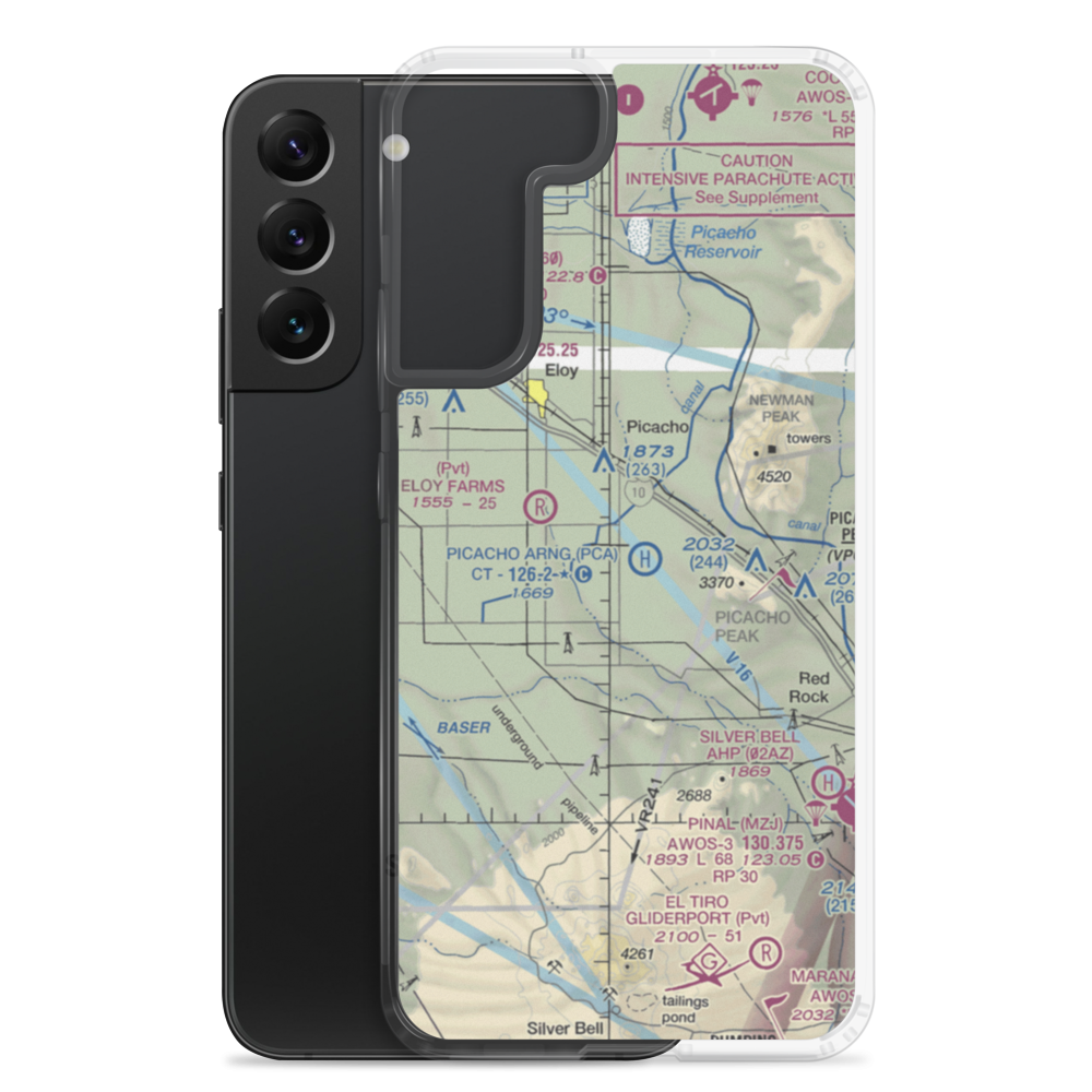 Picacho Stagefield Heliport (PCA) VFR Sectional Samsung Case Samsung Galaxy S22 Plus model shown