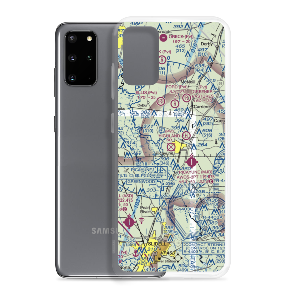 Picayune Airport (PCU) VFR Sectional Samsung Case Samsung Galaxy S20 Plus model shown