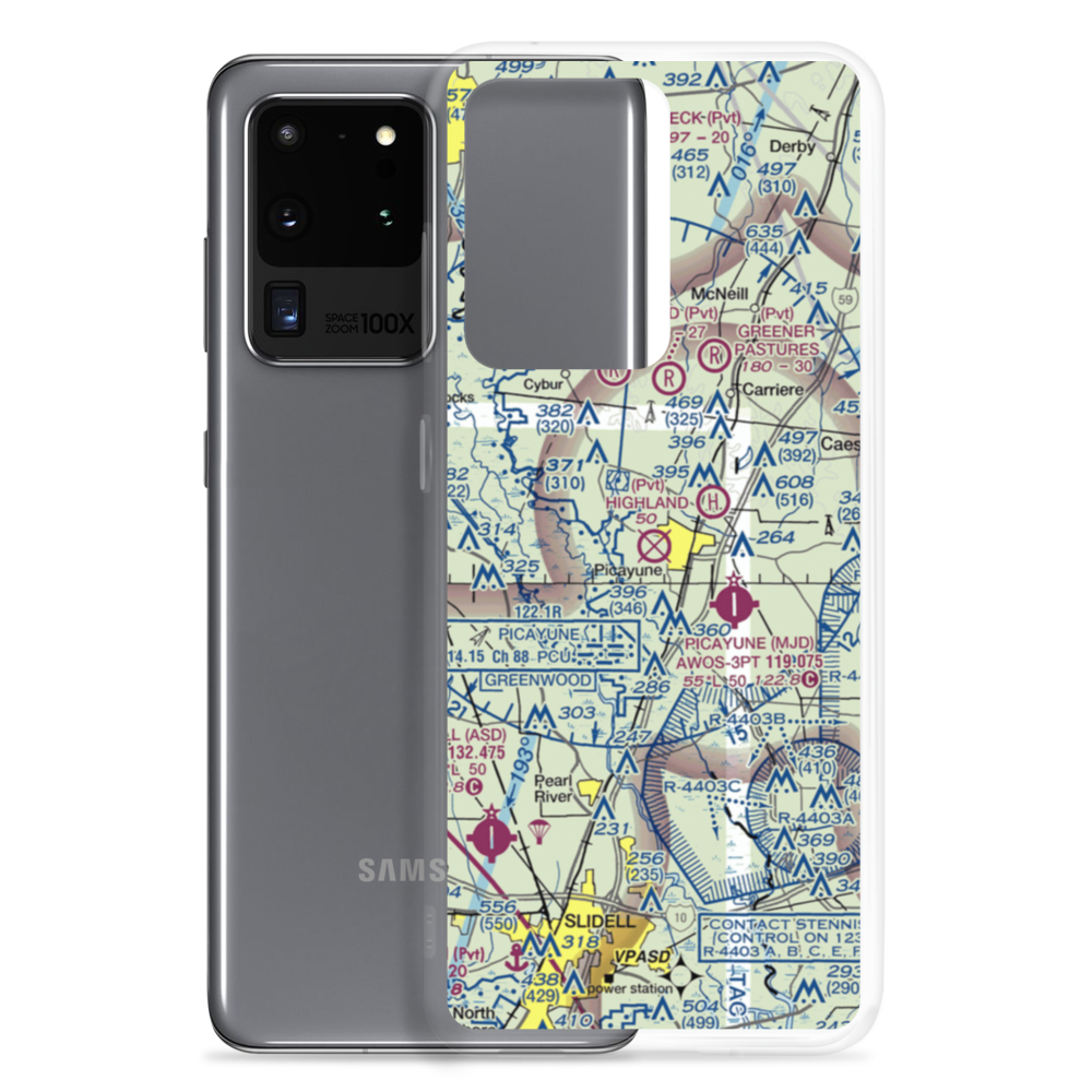 Picayune Airport (PCU) VFR Sectional Samsung Case Samsung Galaxy S20 Ultra model shown