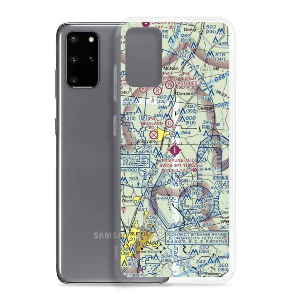 Picayune Municipal Airport (MJD) VFR Sectional Samsung Case Samsung Galaxy S20 Plus model shown