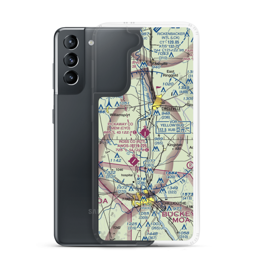 Pickaway County Memorial Airport (CYO) VFR Sectional Samsung Case Samsung Galaxy S21 model shown