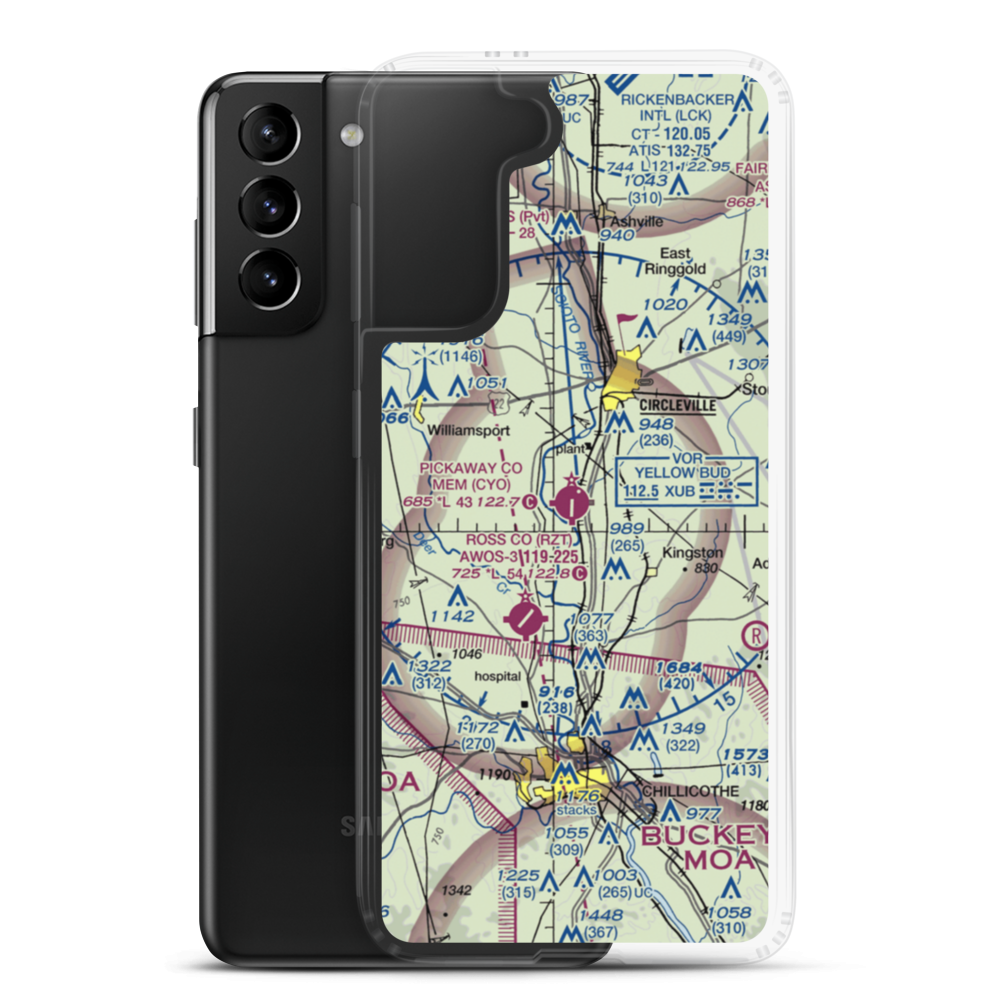 Pickaway County Memorial Airport (CYO) VFR Sectional Samsung Case Samsung Galaxy S21 Plus model shown