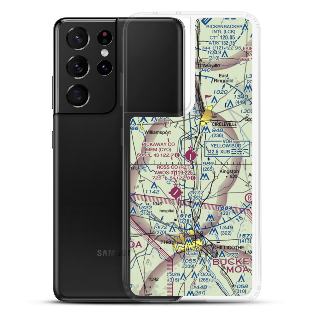 Pickaway County Memorial Airport (CYO) VFR Sectional Samsung Case Samsung Galaxy S21 Ultra model shown