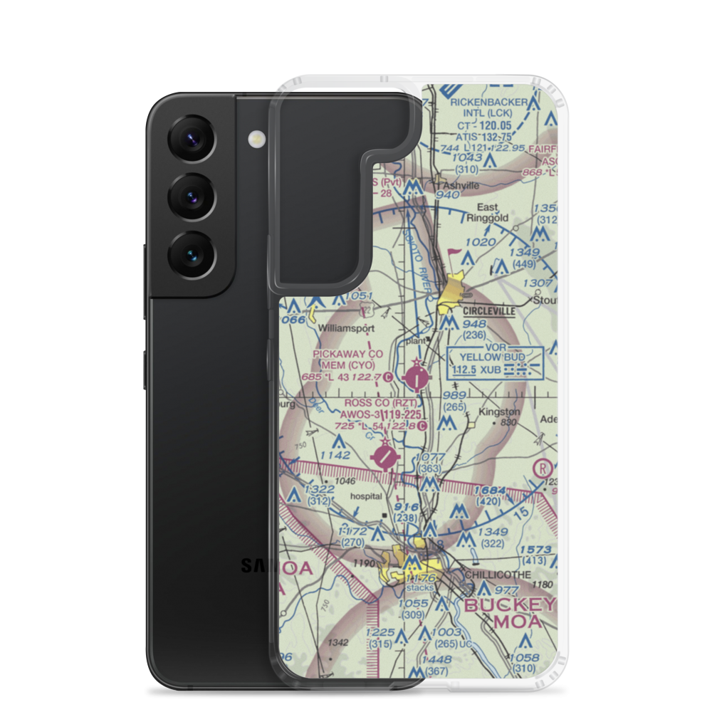 Pickaway County Memorial Airport (CYO) VFR Sectional Samsung Case Samsung Galaxy S22 model shown