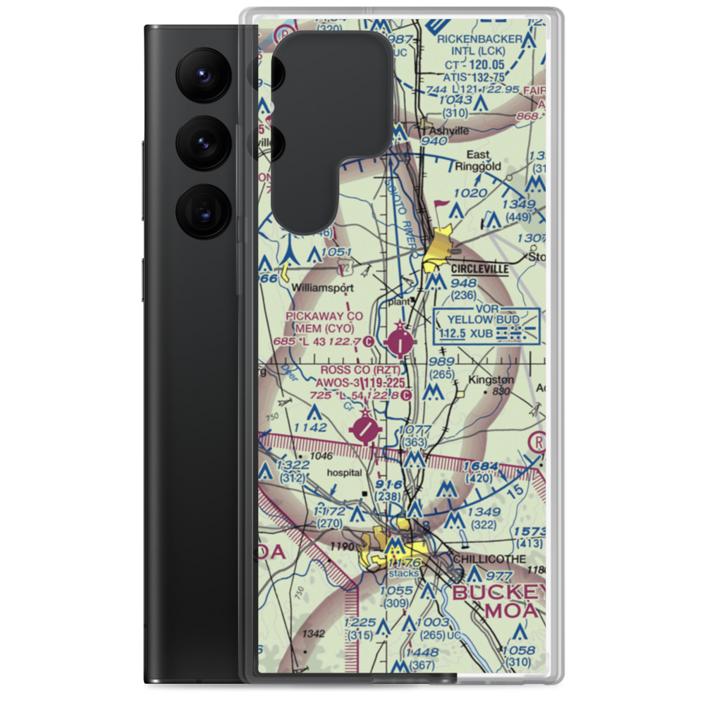 Pickaway County Memorial Airport (CYO) VFR Sectional Samsung Case Samsung Galaxy S22 Ultra model shown