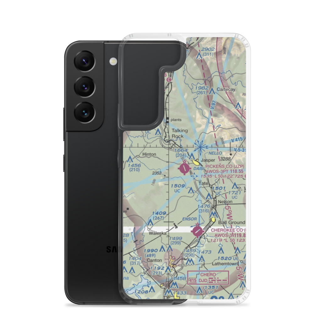 Pickens County Airport (JZP) VFR Sectional Samsung Case Samsung Galaxy S22 model shown