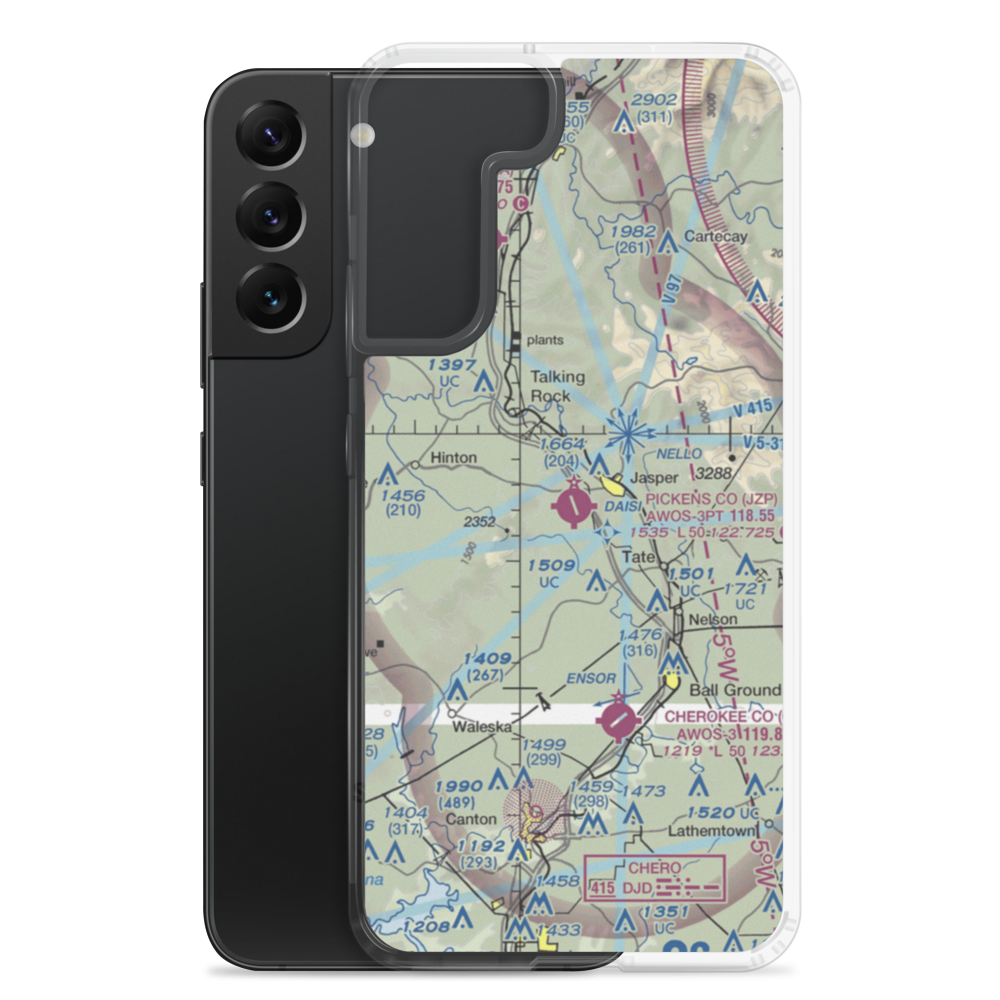Pickens County Airport (JZP) VFR Sectional Samsung Case Samsung Galaxy S22 Plus model shown